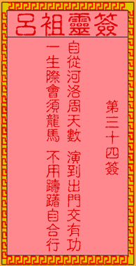 呂祖靈簽第三拾肆簽:古人龍馬負圖