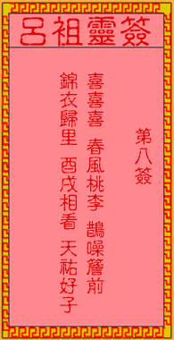 呂祖靈簽第捌簽:古人文敘中三元