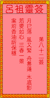 呂祖靈簽第捌拾貳簽:古人泥馬渡康王