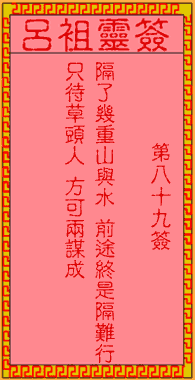 呂祖靈簽第捌拾玖簽:古人七擒孟獲